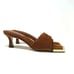 Good American The Standout Square Toe Mule Sandal Suede Tobacco 8.5 GAO23S-E