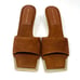 Good American The Standout Square Toe Mule Sandal Suede Tobacco 8.5 GAO23S-E