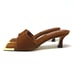 Good American The Standout Square Toe Mule Sandal Suede Tobacco 8.5 GAO23S-E