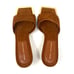 Good American The Standout Square Toe Mule Sandal Suede Tobacco 8.5 GAO23S-E