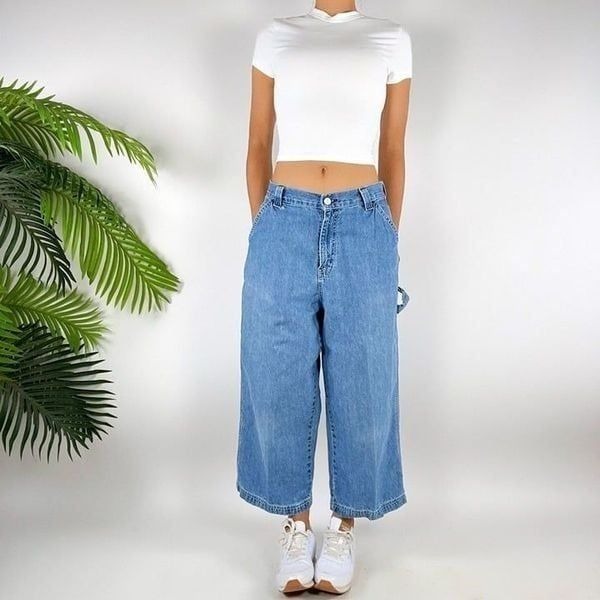 Vintage Y2K Faded Glory Carpenter Jeans Blue Distressed Denim Workwear Pants / S
