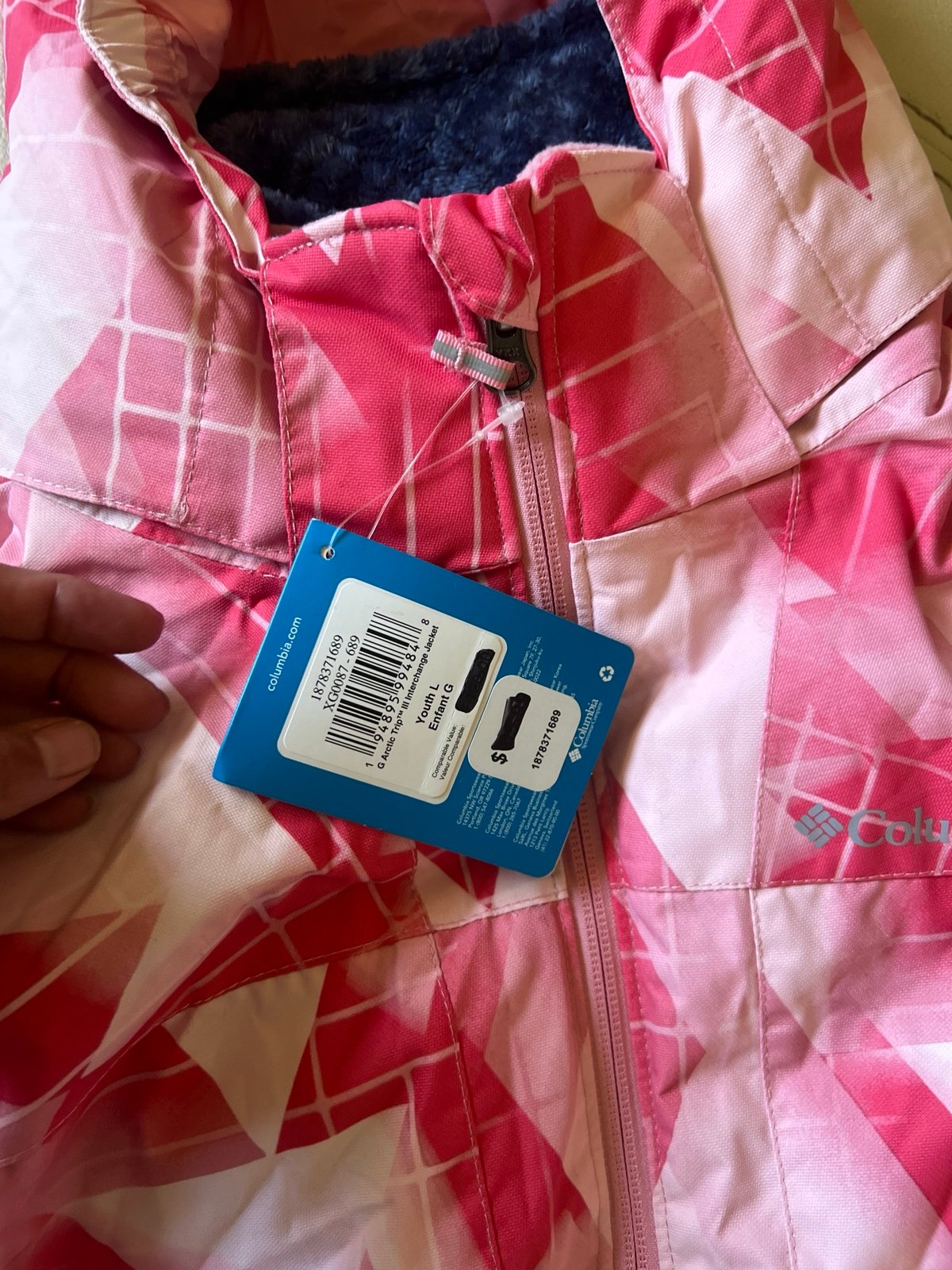 Columbia youth interchange pink arctic trip three interchange jacket omni-tech L