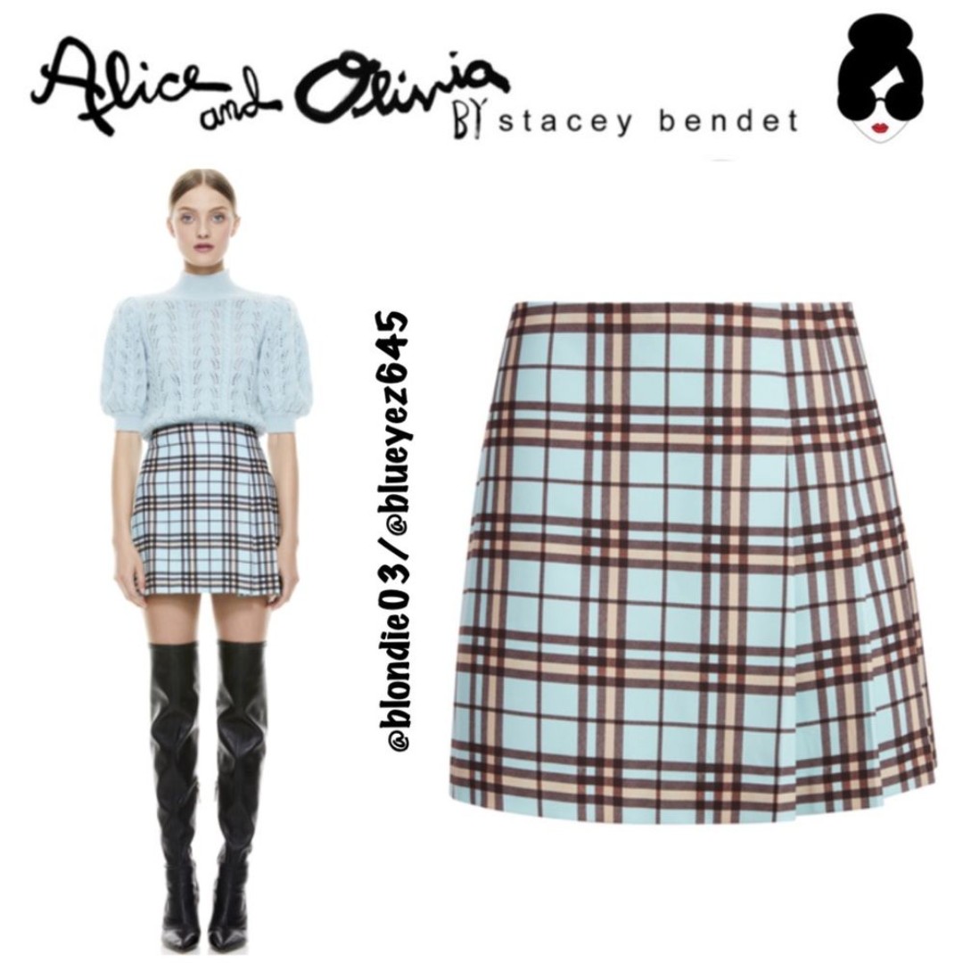 Alice + Olivia Semira Plaid Mini Skirt 6 NWT