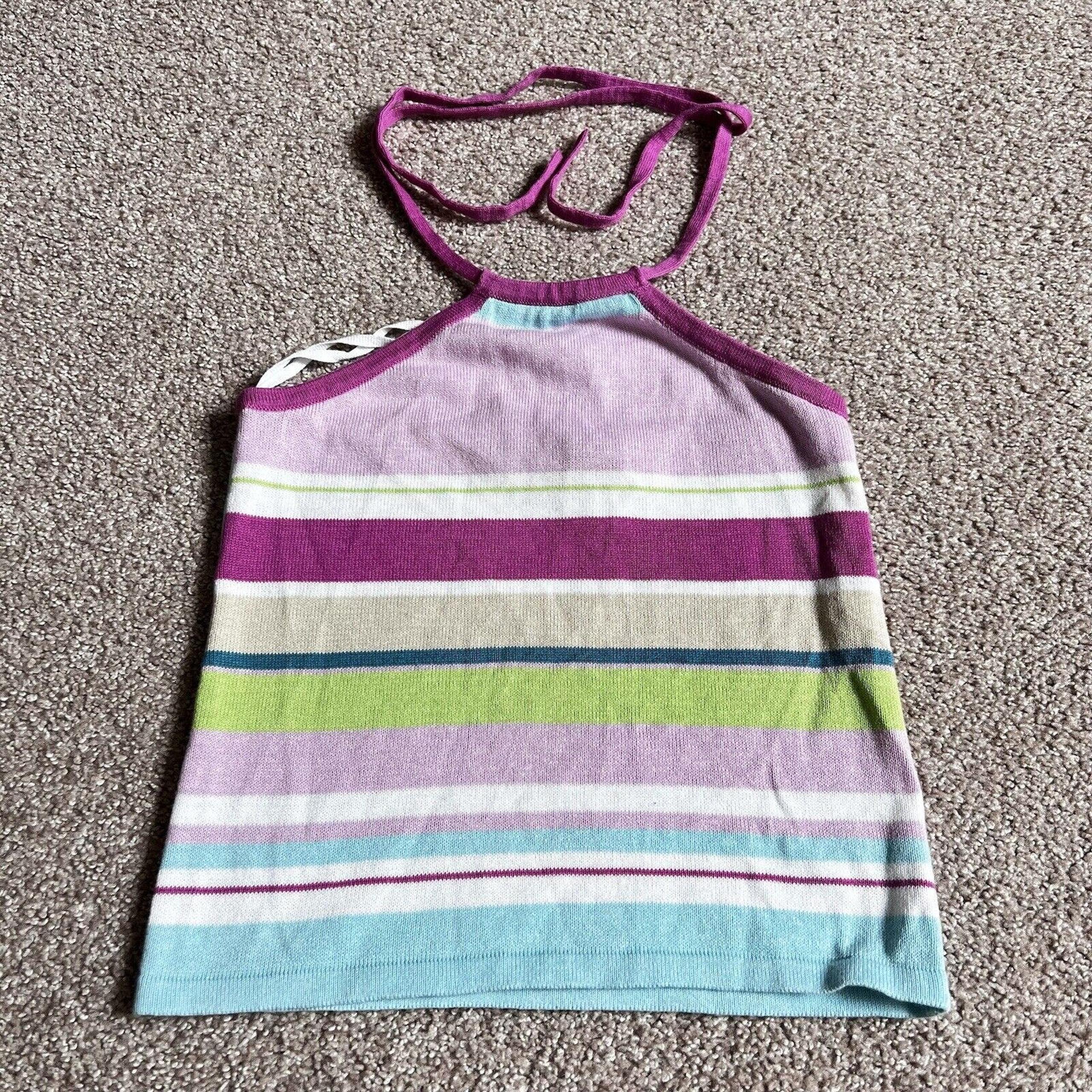 Vintage Y2K Xhilaration Striped Halter Crop Top Youth Girls S