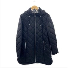 Laundry By Shelli Segal Womens Black Hooded Quilted Parka Jacket Coat Size Large