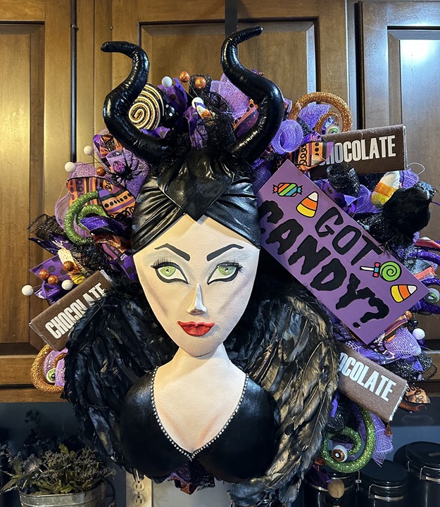 Halloween wreath, Halloween Decor, Maleficent Wreath, Maleficent gift