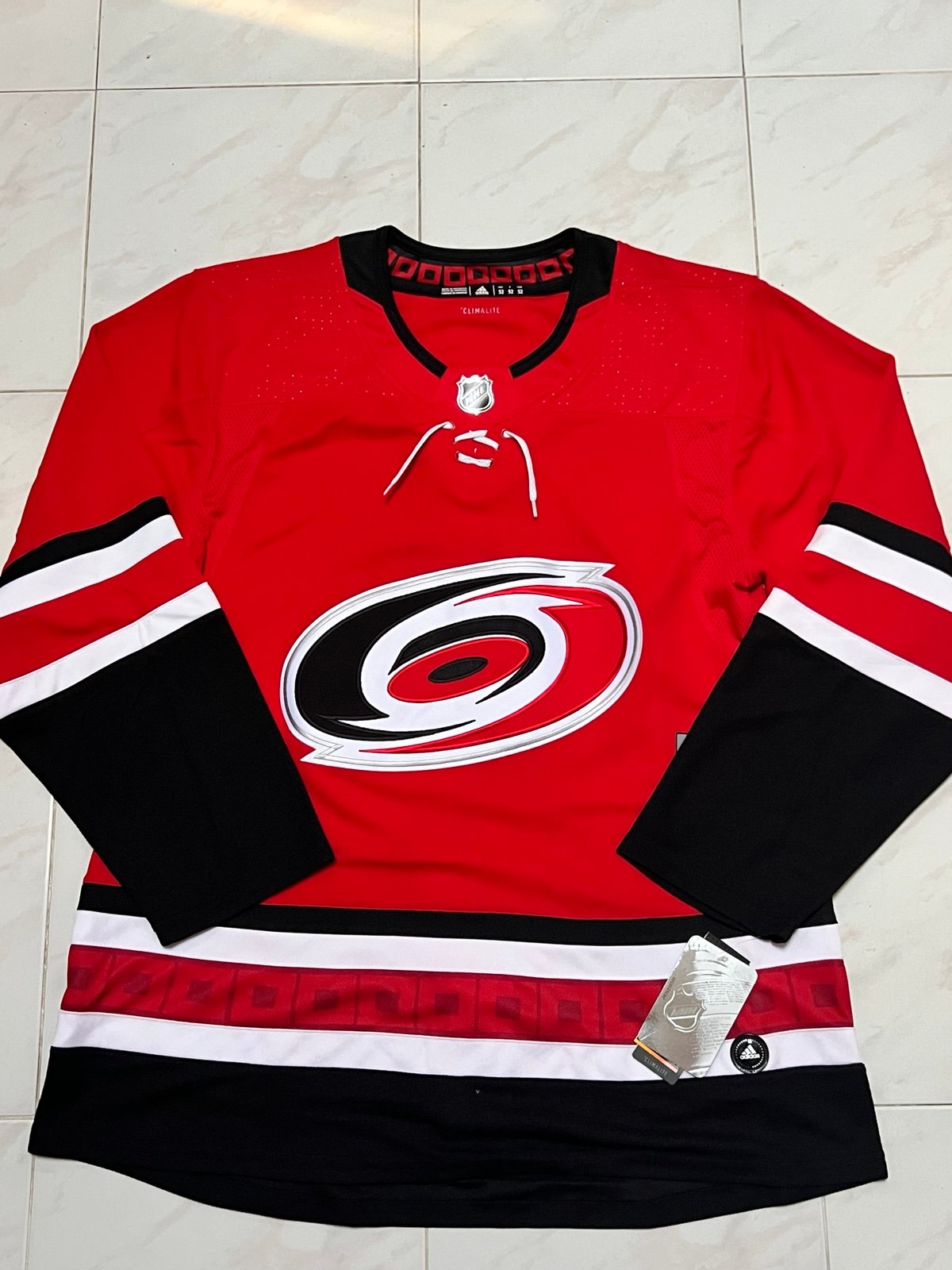 Men 56 Carolina Hurricanes Adidas Home NHL Jersey Climalite Red Blank