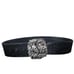 Women's Vintage Leather Statement Metal Sculptured Large Buckle Belt Size L