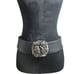 Women's Vintage Leather Statement Metal Sculptured Large Buckle Belt Size L