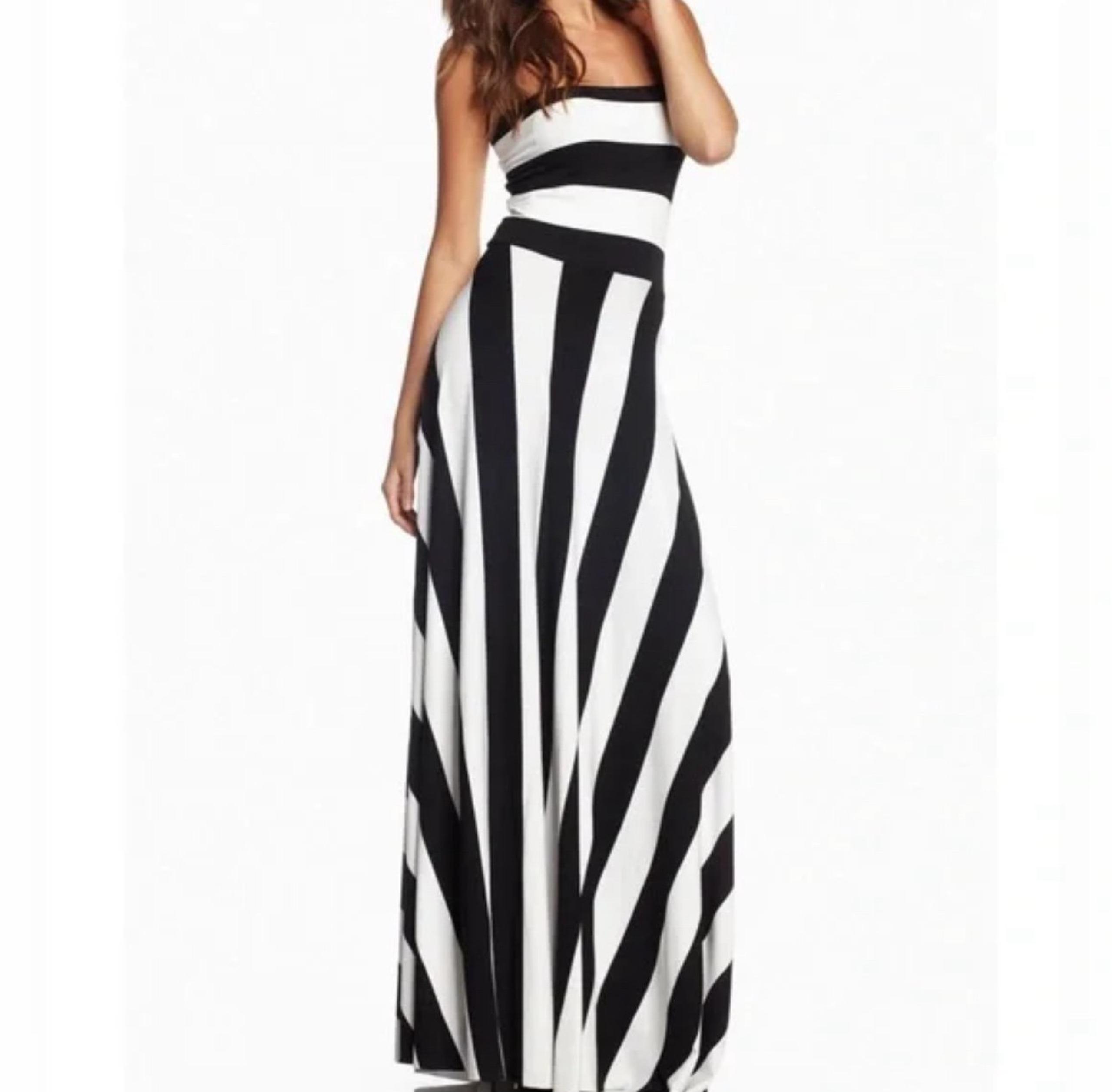 Elan Striped vertical halter top dress
