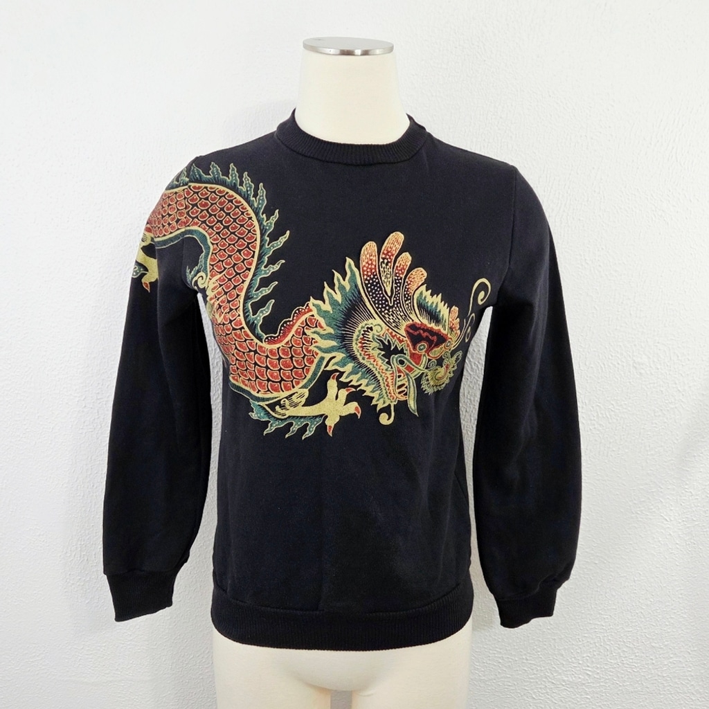 Vintage Frederick's Of Hollywood Dragon Sweatshirt Black Wraparound Graphic