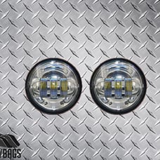 2- 4.5 Auxiliary Chrome Spot Passing LED Fog Lights - Harley Road King Daymaker