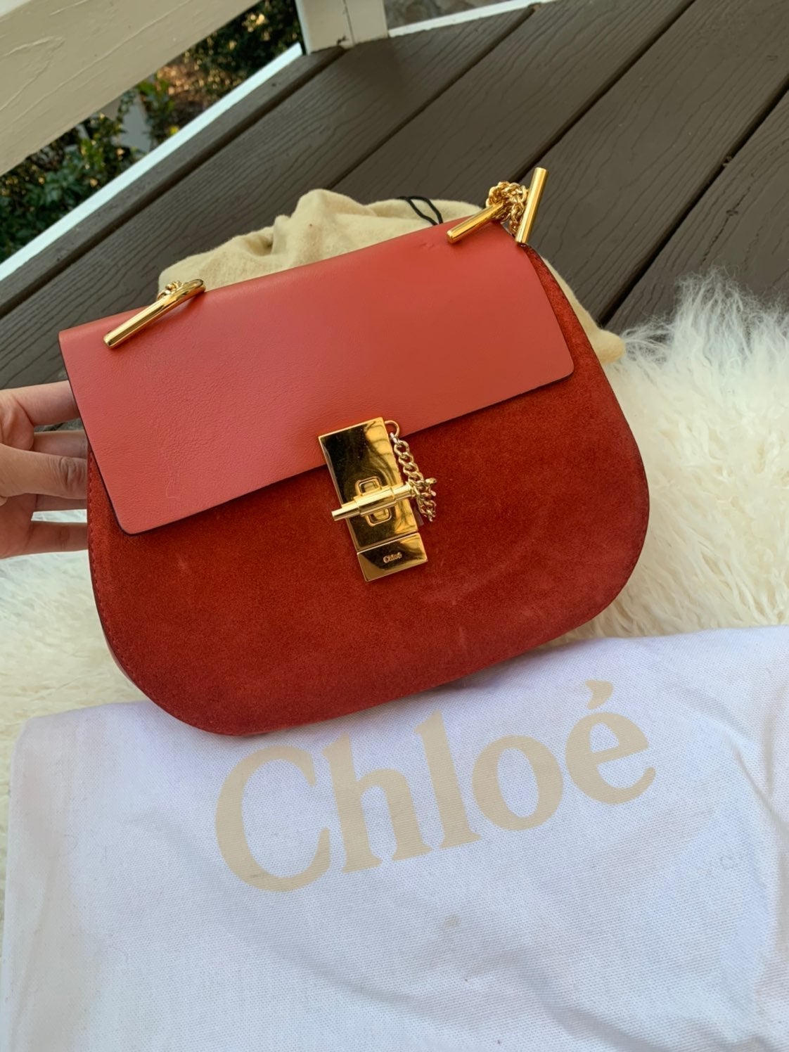 Suede Smooth Calfskin Drew Crossbody Bag