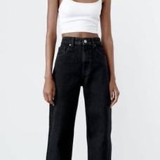 NWT Zara High Rise Wide Leg Jean • Black