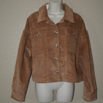 NWT 298 Sz L Xirena Brown Almond Tobin Crop Corduroy Jacket