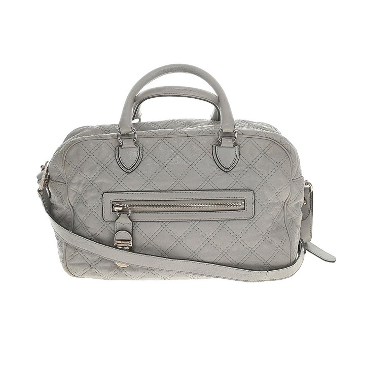 MARC JACOBS Gray Manhattan Quilted Satchel Crossbody Bag