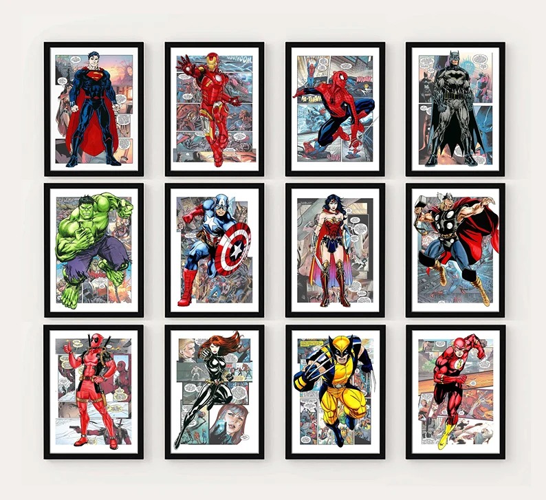Set 12 superhero poster unframe
