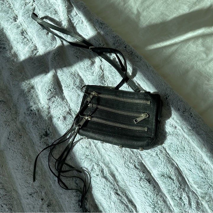 Rebecca Minkoff Black Silver Zipper Crossbody Purse
