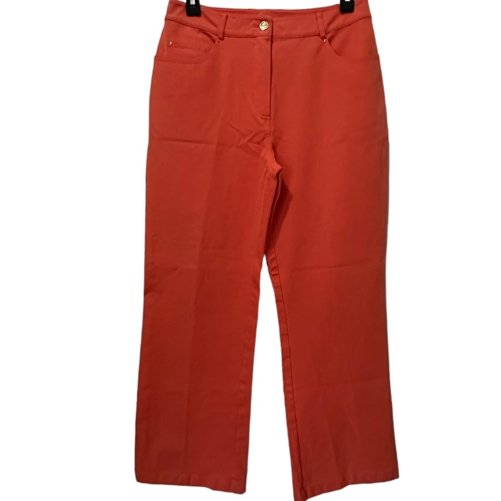 Vintage St. John Sport Cotton Pants Coral High rise Wide Leg size 8