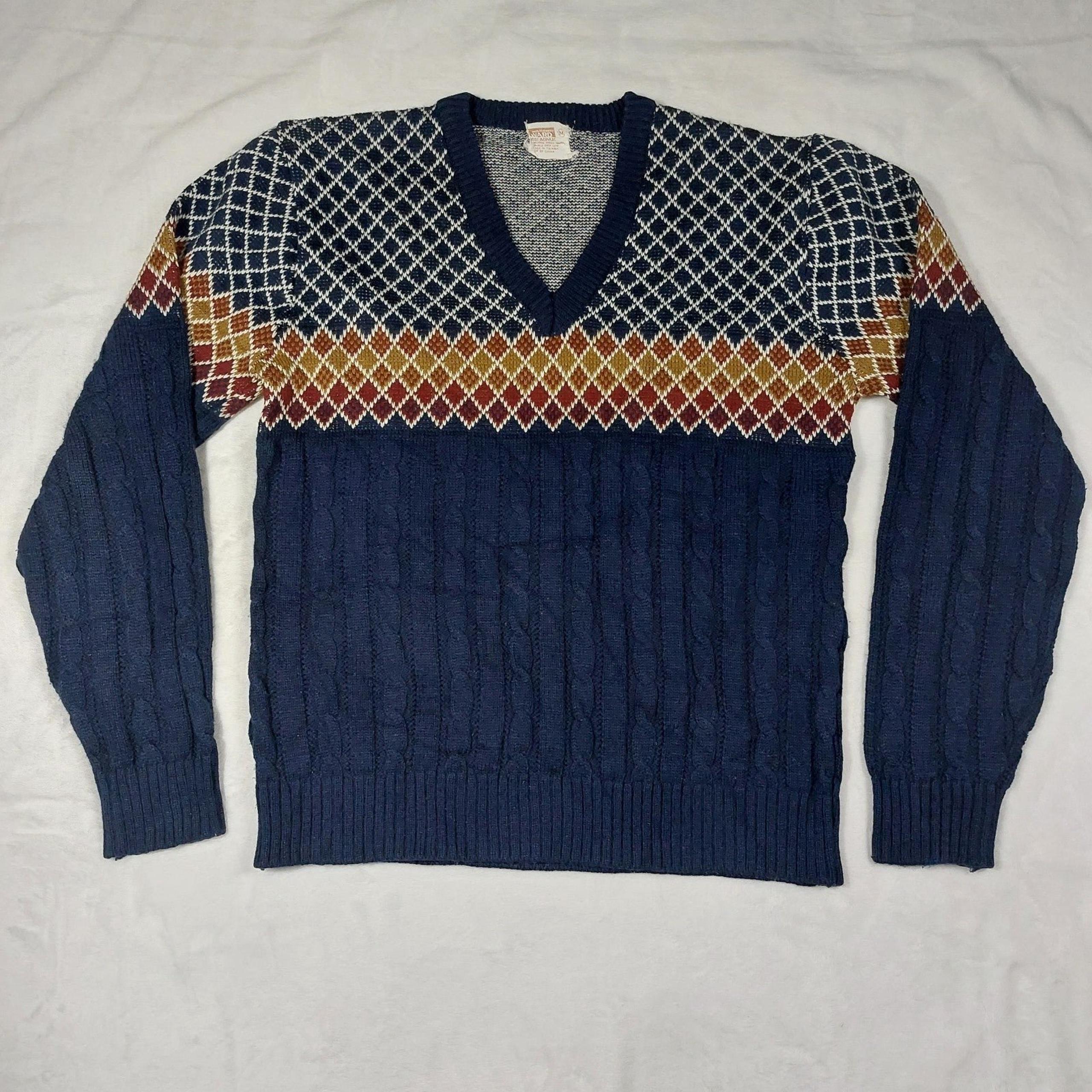 MONTGOMERY WARD WOMEN'S VINTAGE V-NECK PULLOVER LONG SLEEVE SWEATER SIZE MEDIUM