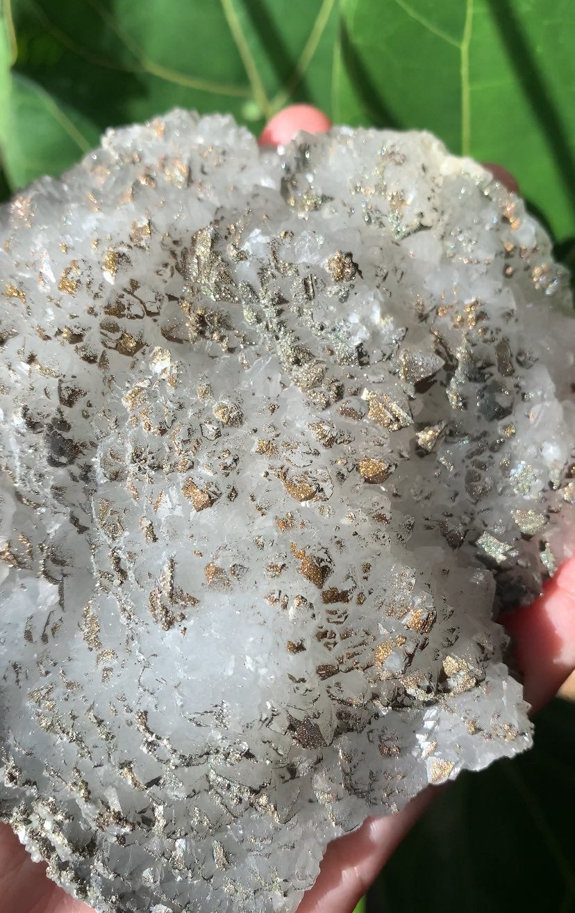 Sparkly calcite and quartz with pyrite.