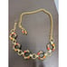 Vintage Chain Belt Gold Tone Lucite Bead Accent Earth Tones 37 inch Adjustable