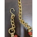 Vintage Chain Belt Gold Tone Lucite Bead Accent Earth Tones 37 inch Adjustable