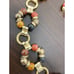 Vintage Chain Belt Gold Tone Lucite Bead Accent Earth Tones 37 inch Adjustable