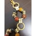 Vintage Chain Belt Gold Tone Lucite Bead Accent Earth Tones 37 inch Adjustable