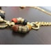 Vintage Chain Belt Gold Tone Lucite Bead Accent Earth Tones 37 inch Adjustable