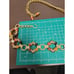 Vintage Chain Belt Gold Tone Lucite Bead Accent Earth Tones 37 inch Adjustable