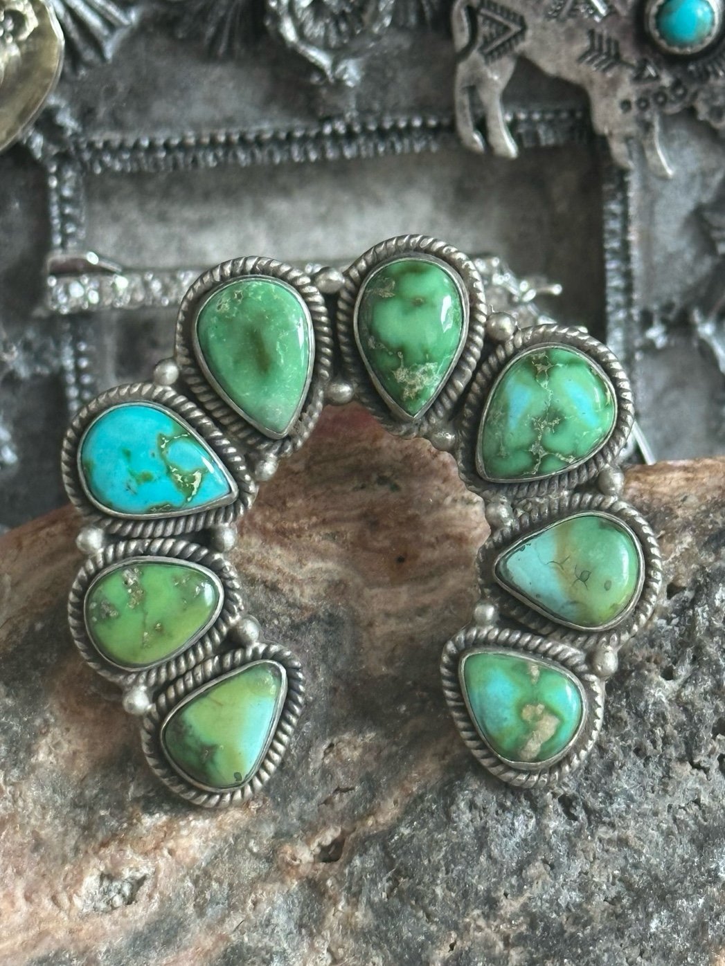 Sonoran Gold Naja Turquoise Statement Sterling Silver Southwestern Ring