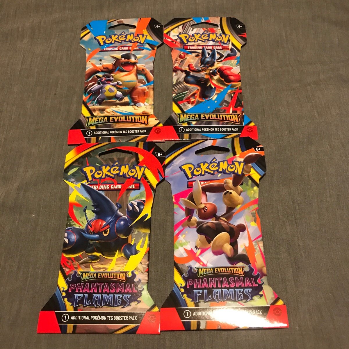 Pokémon Mega Evolution & Phantasmal Flames Booster Pack Lot (4)