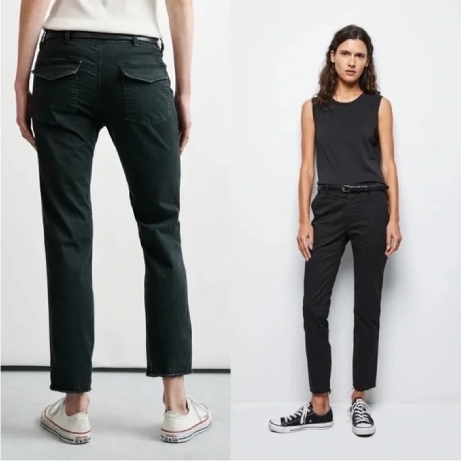 Nili Lotan Womens Utility Cargo Straight Frayed Jenna Pants In Carbon 00