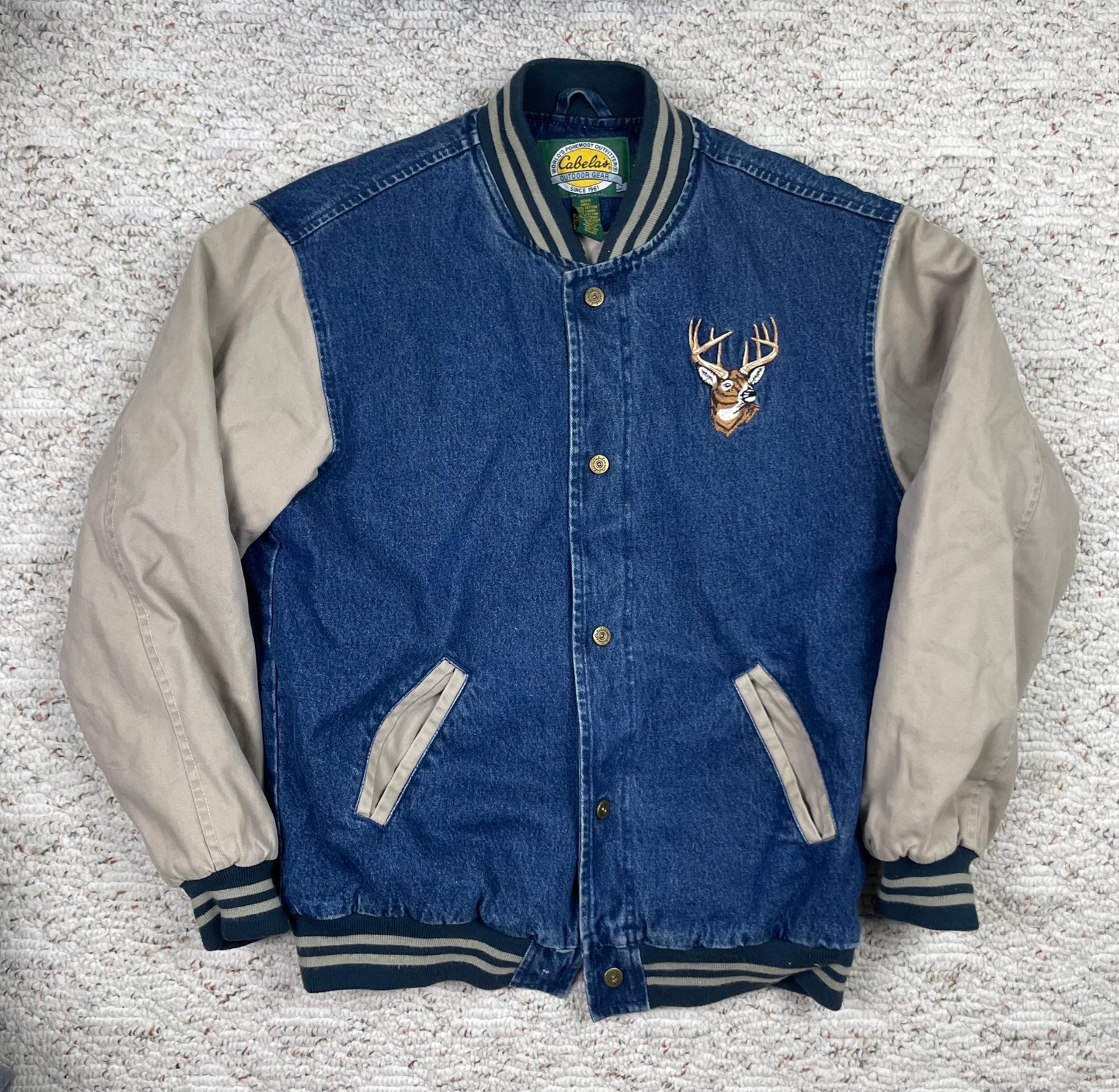 Vintage Y2K Sz Med T Men’s Cabelas Brand Embroidered Denim Canvas Button Jacket