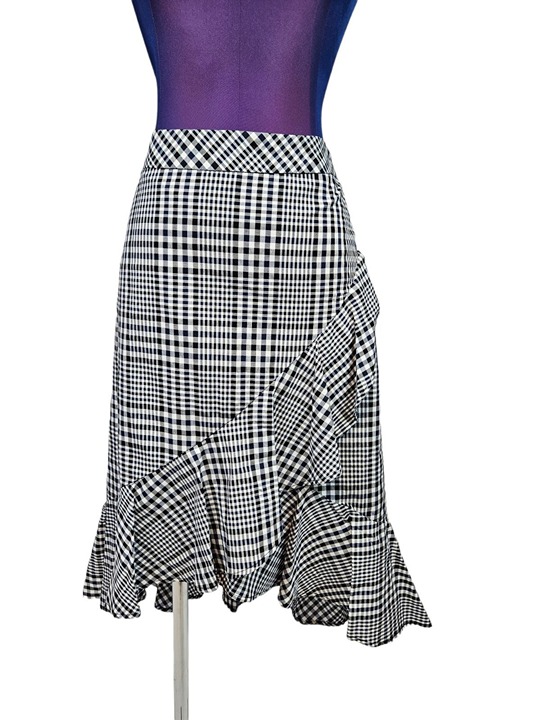NWT Trina Turk Nikita Picnic Plaid Ruffle Skirt Size 0 Women's G54