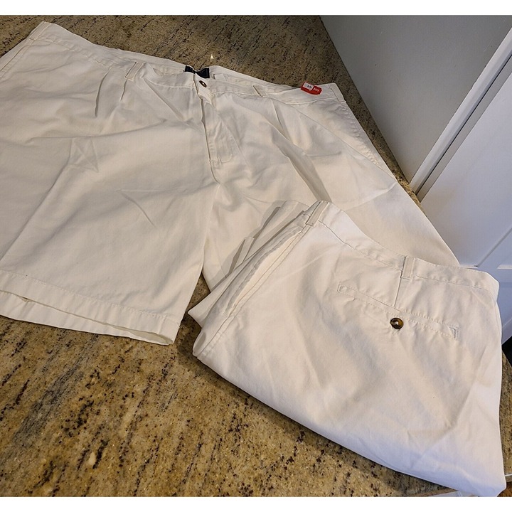 Saddlebred Big Tall Shorts Mens 44 Chino LOT of 2 Pairs White 10 inseam