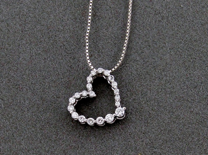 Small Diamond Heart Pendant Necklace Solid 10k White Gold Genuine Natural Real
