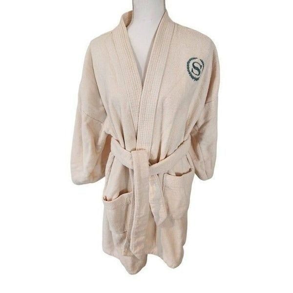 Vintage Sherton Sea Island Terry Velour OS Hotel Off White Robe Private Resort