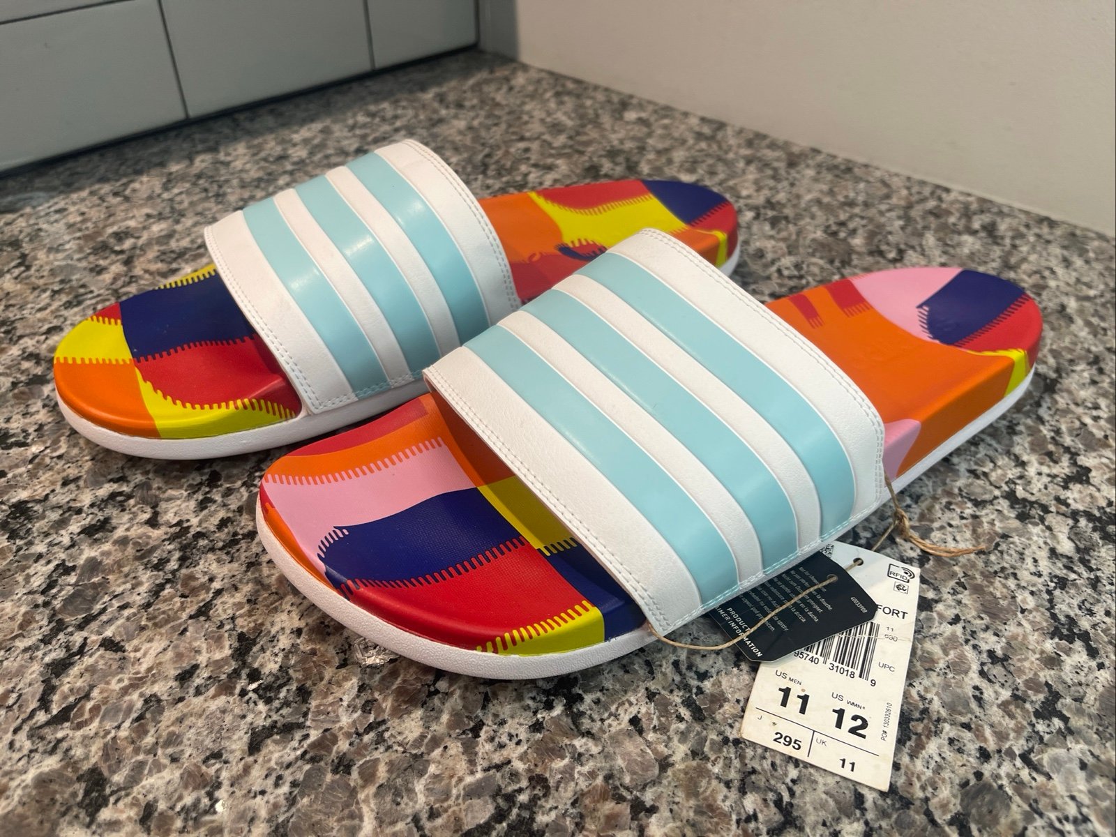 Adidas Slides Belgium Collaboration US 11 RARE Adilette Comfort Athletic Slip On