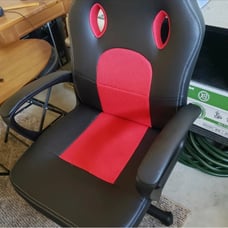 Red Vegan leather ergonomic gaming chair reclining