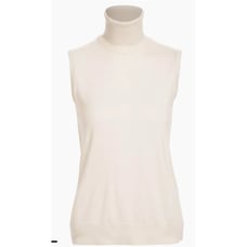 NWT-Ralph Lauren Black Label Washable Cashmere Cream Turtleneck Sleeveless XS