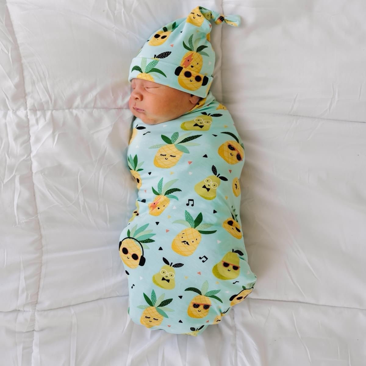 NIB LS Pineapple Jams Swaddle Set