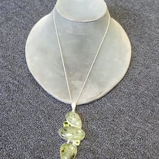 Sterling silver prehnite pendant on 20 sterling silver necklace