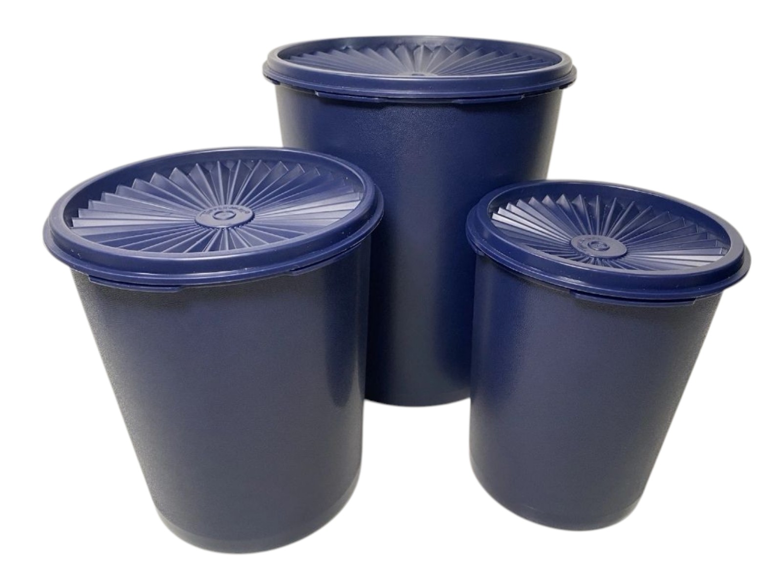 Tupperware Servalier Canisters Canister Set of 3 indigo Blue Seals No Scoops NEW