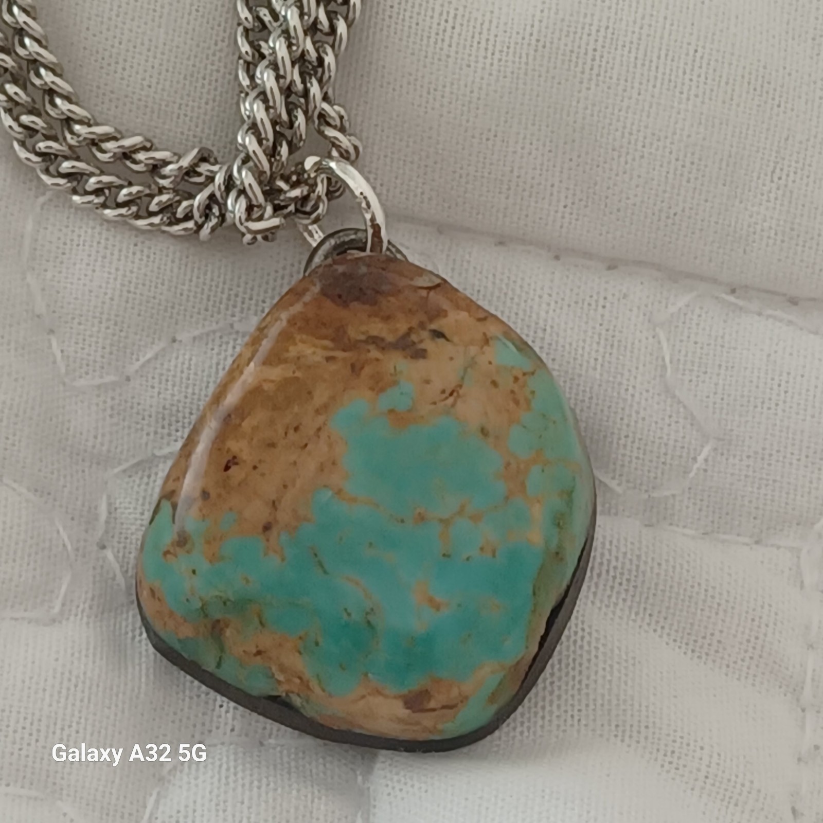 Vtg.Rare Sterling Silver unique Turquoise pendant necklace- 18in.