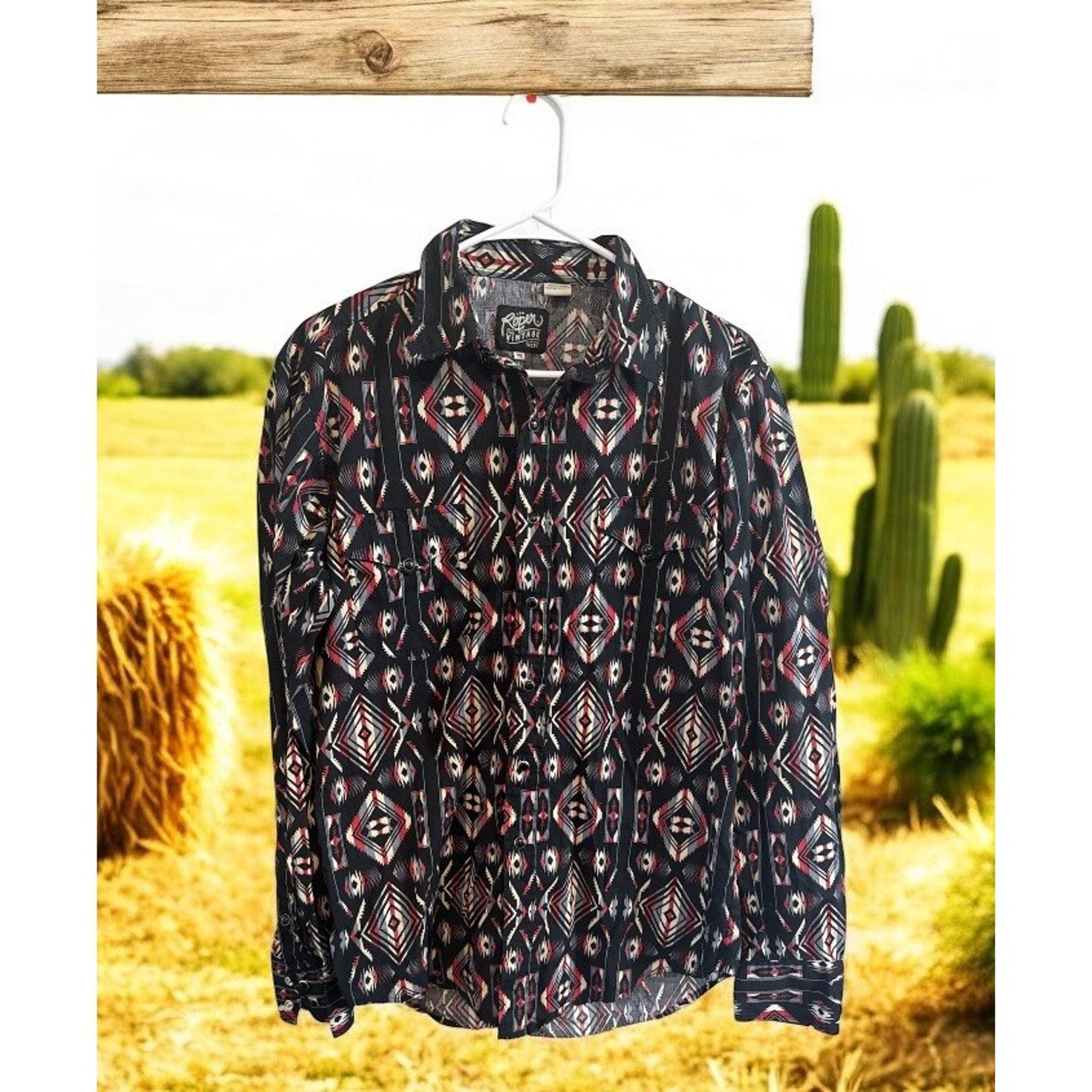 Men's Roper BLANKET AZTEC PRINT WESTERN SHIRT w/ Snaps Rodeo  Farm Sz. Med