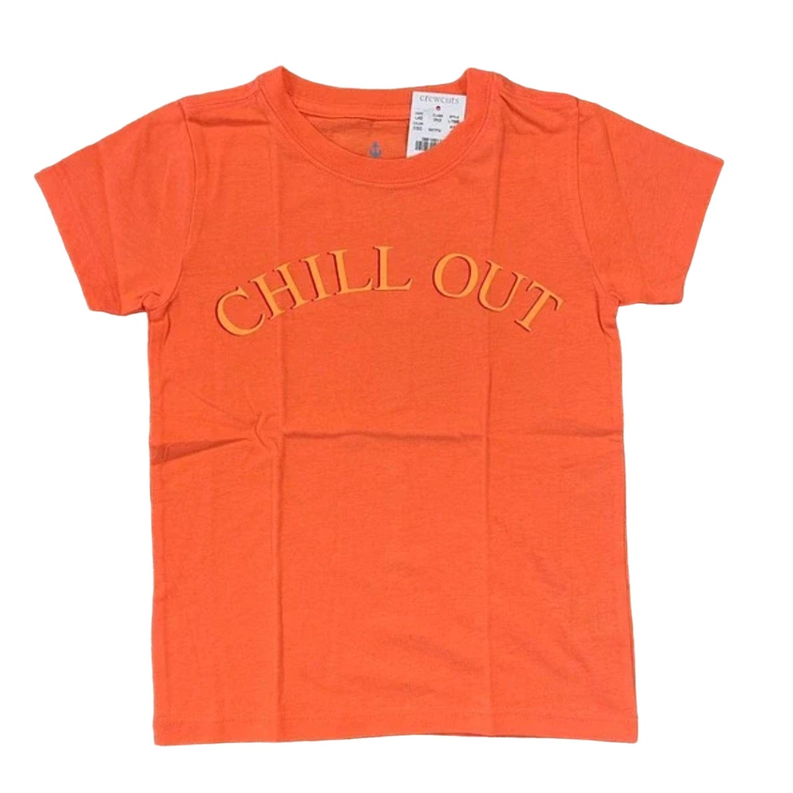 NWT J. Crew Boys' Orange/Coral W/"Chill Out" Graphic T-Shirt - SIZE 4-5