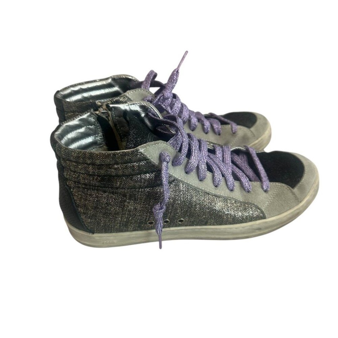 P448 Skate High Top Glitter Platform Sneakers Tennis Shoes Lace Up Size 39 8.5 9