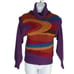 Vintage70s Mariea Kim Turtle Neck Sweater S Abstract Geometric Stripe Purple